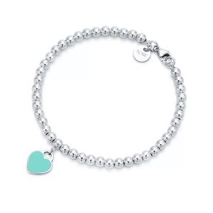 Tiffany and Co. Tiffany Blue Heart Tag Bead Bracelet
in Silver with diamond 4 mm